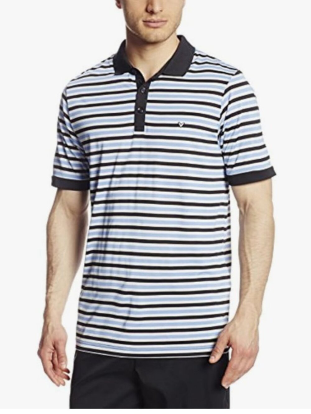 NEW WITH TAGS Callaway Men's Core Stripe Short Sleeve Black/Blue Shirt, Large